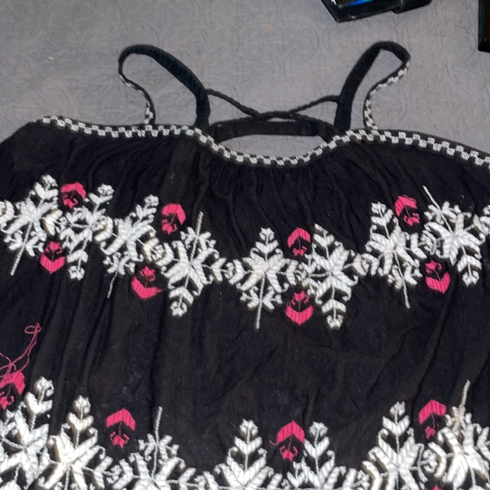 Free People women's black embroidered open shoulder viscose